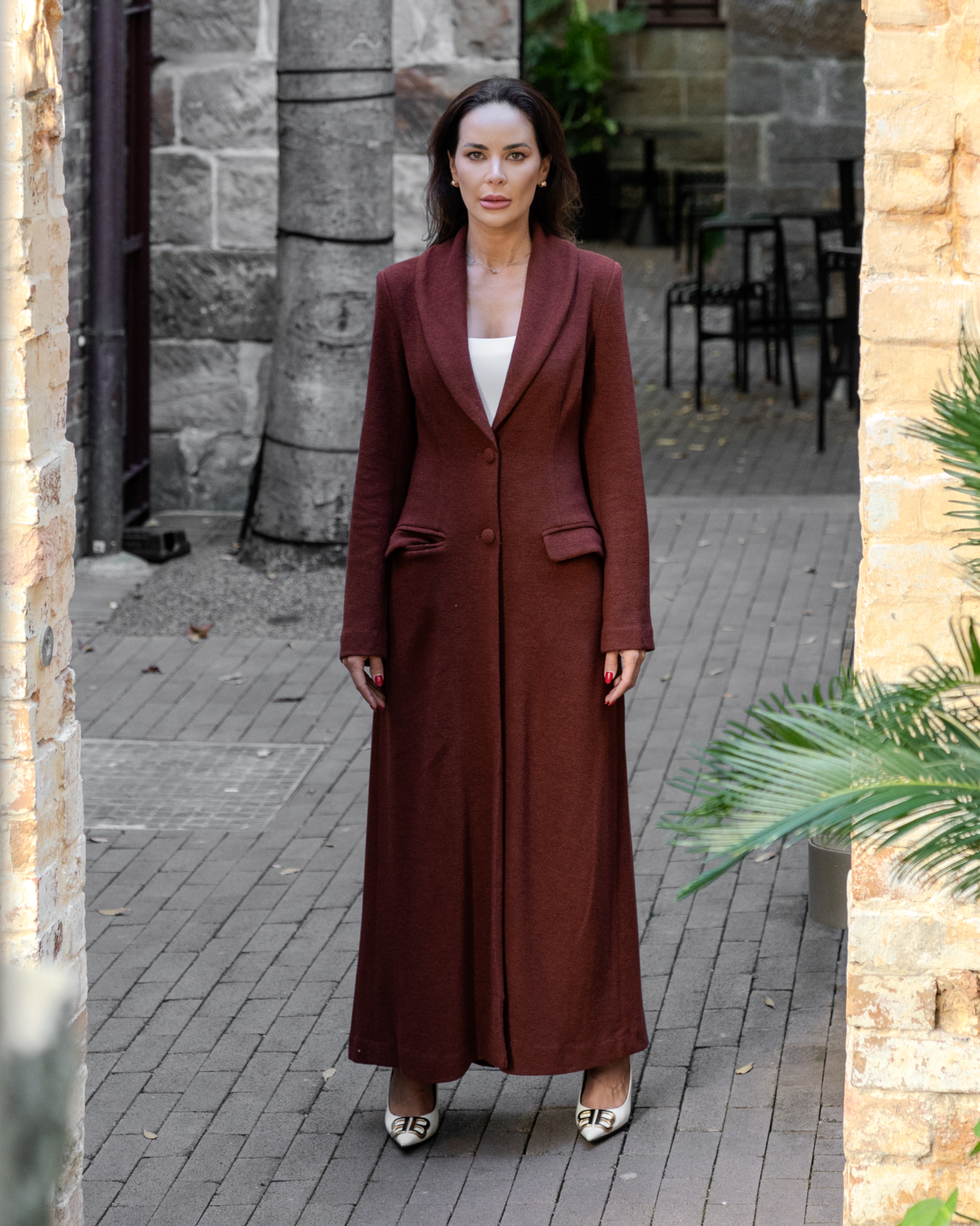 Bouclé Coat Burgundy