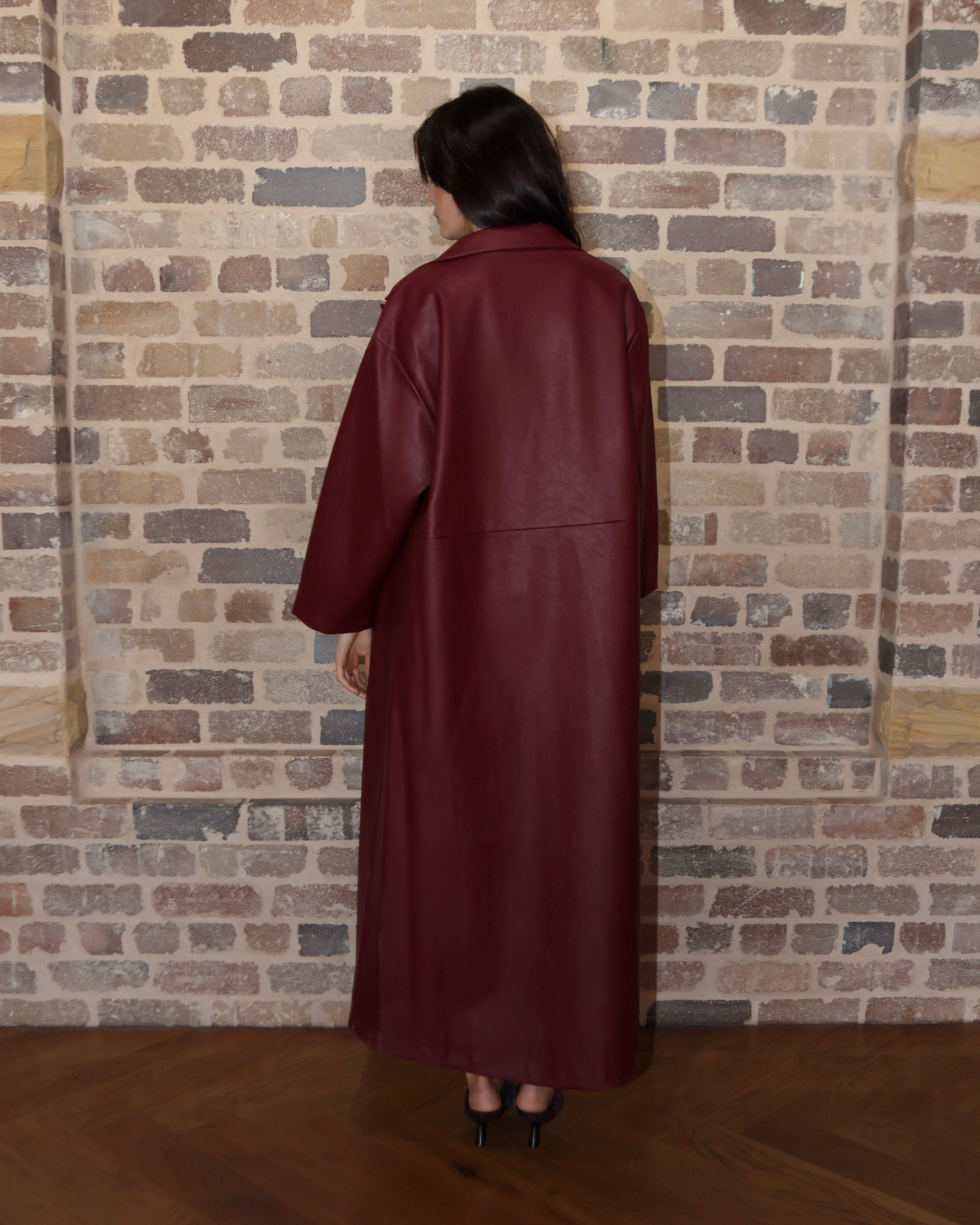 Tarah Leather Trench Red
