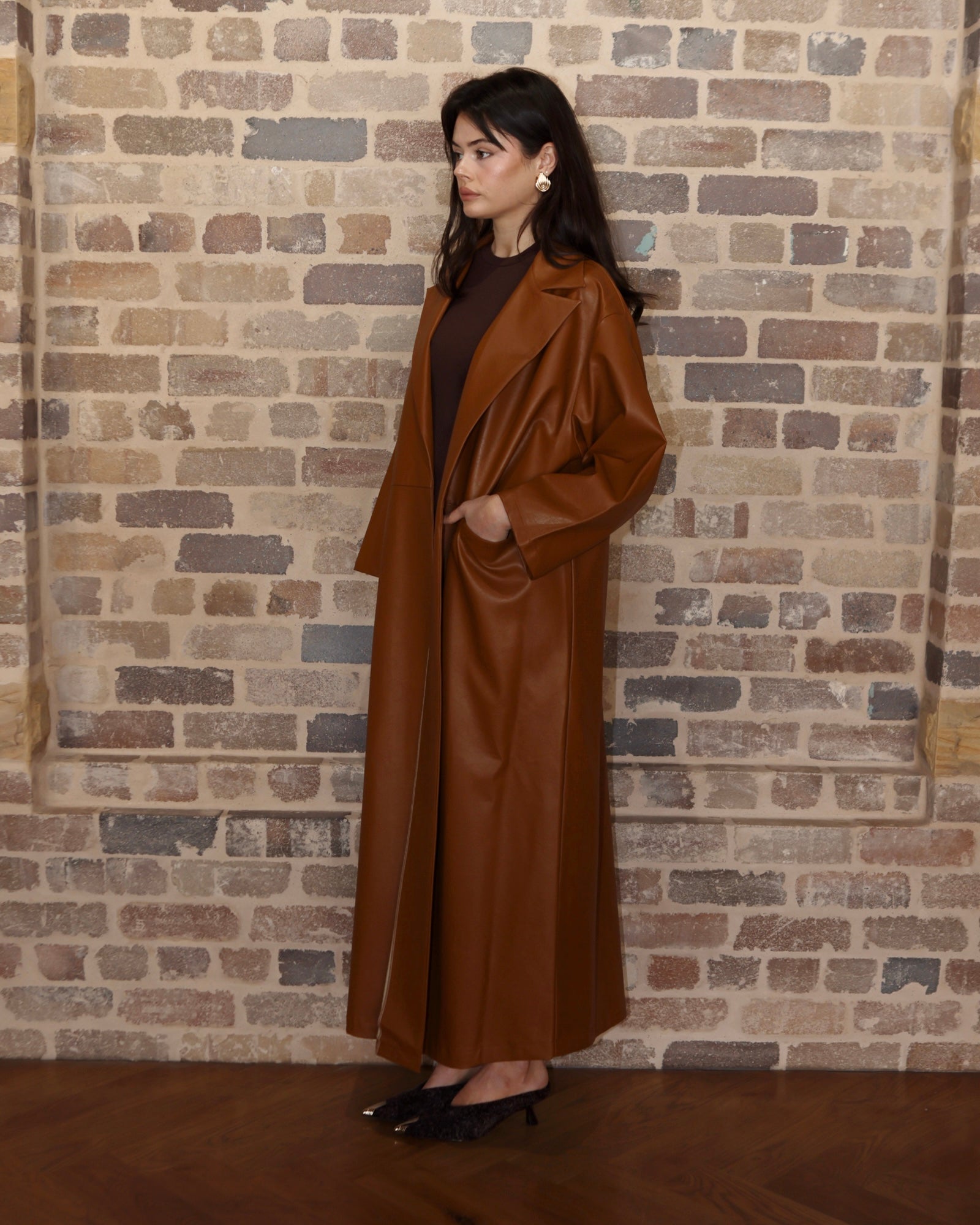 Tarah Leather Trench Copper