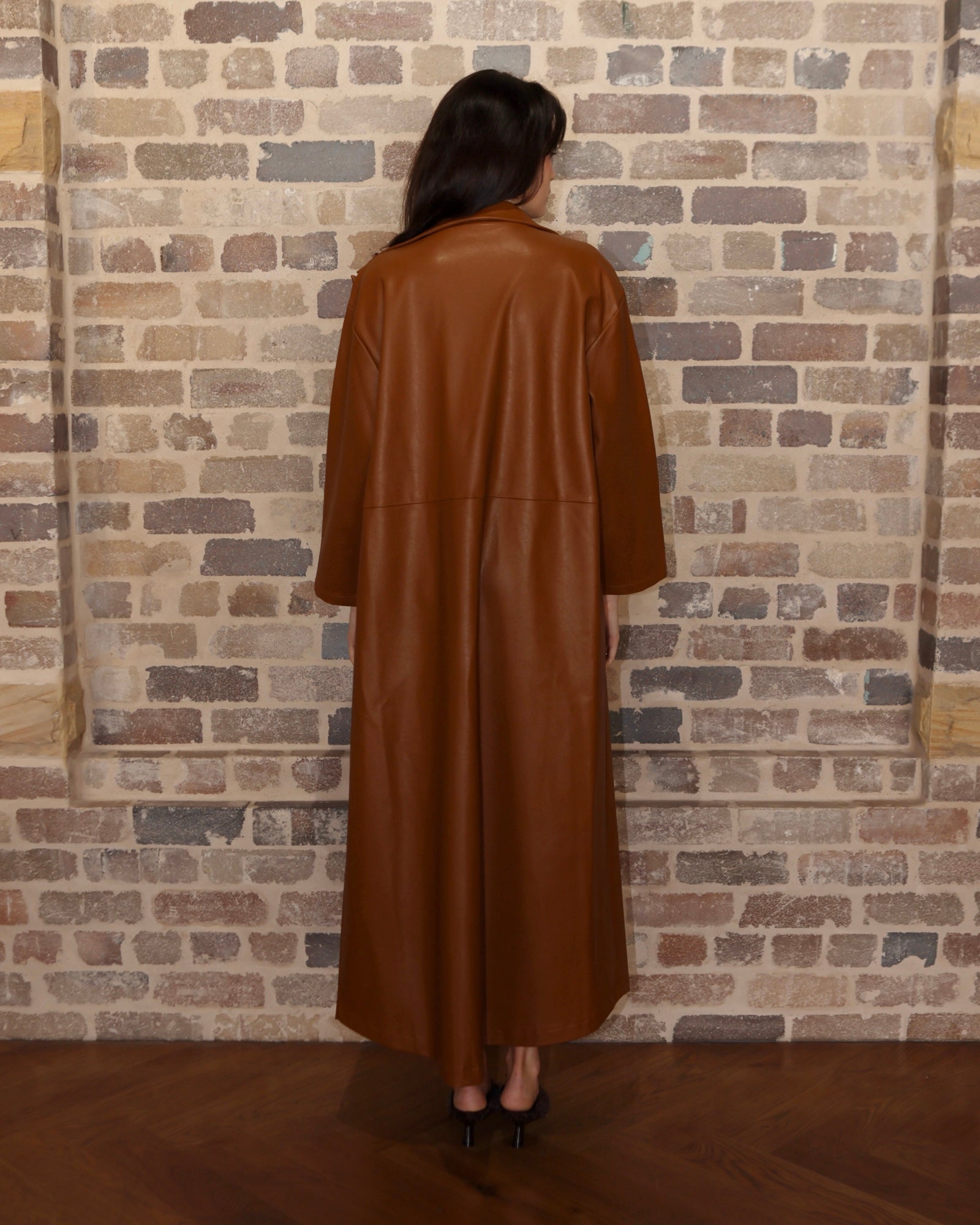 Tarah Leather Trench Copper