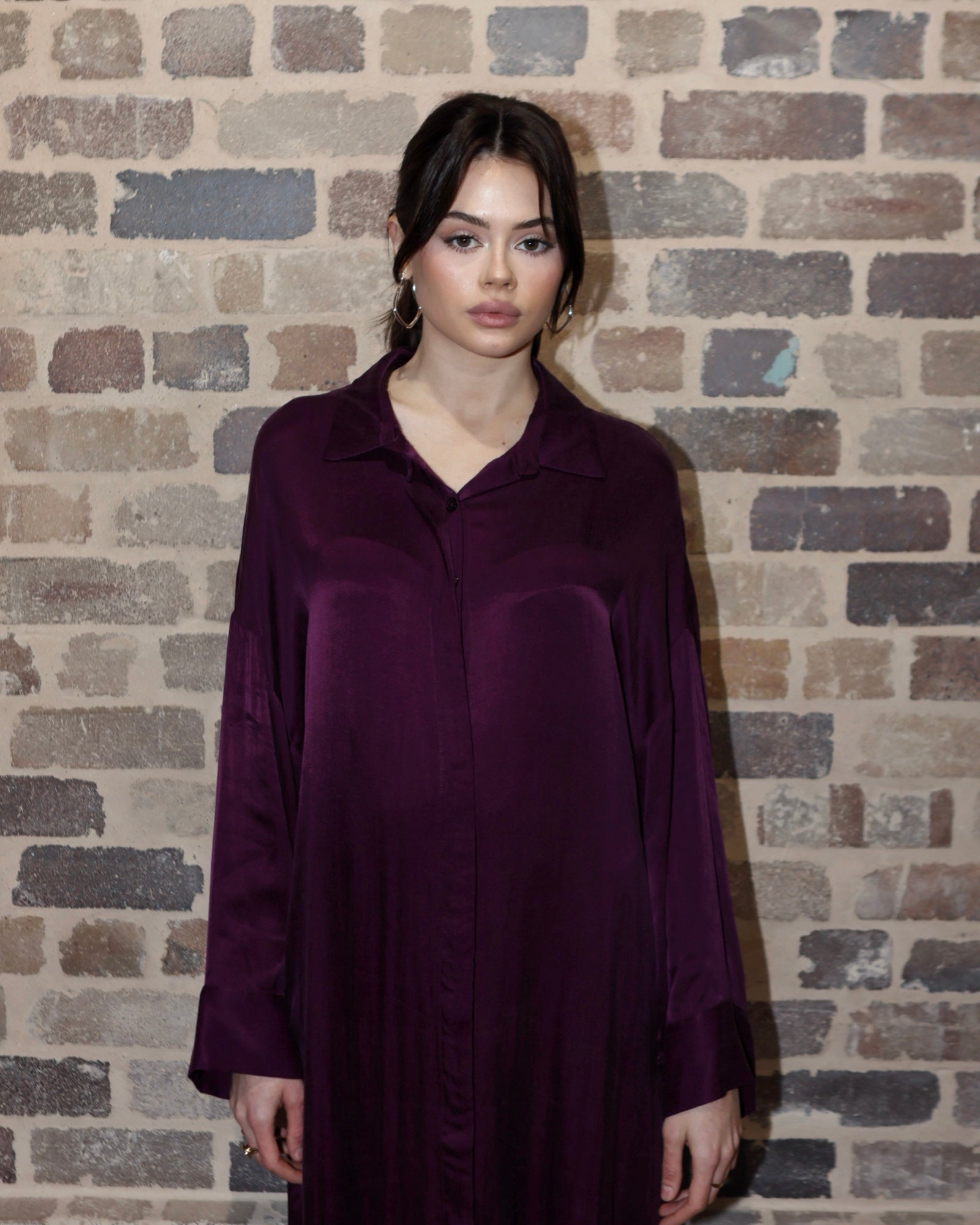 Classic Shirt Dress Plum