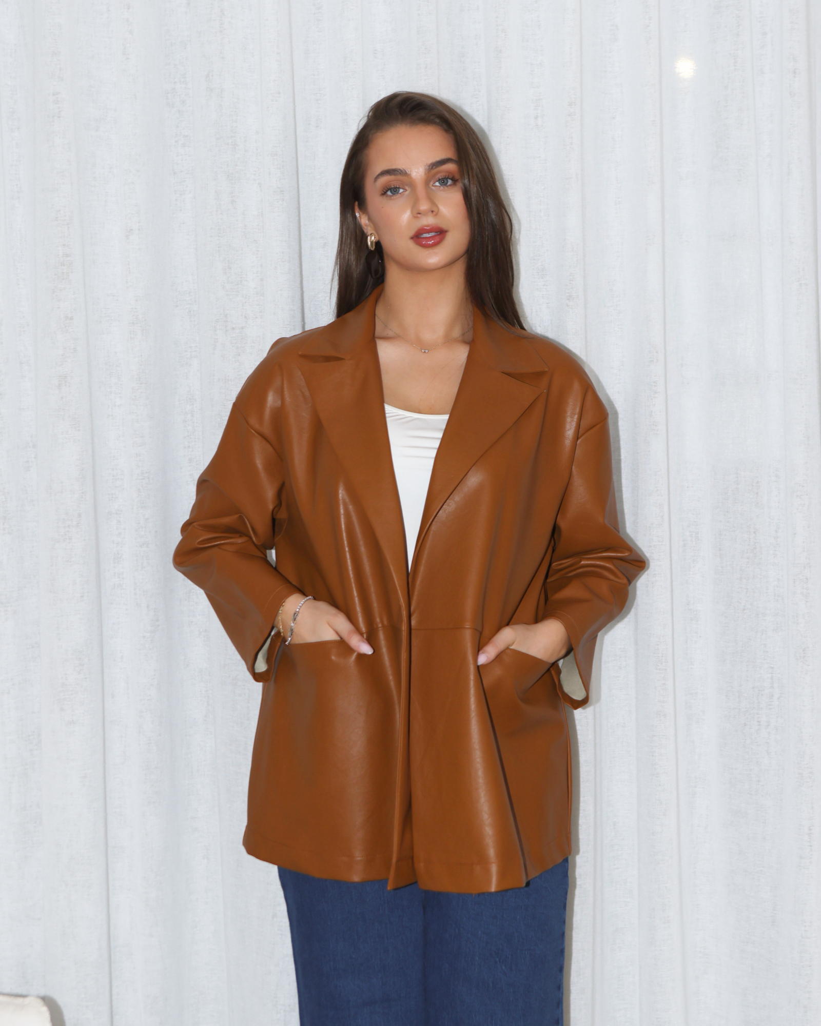 Tarah Leather Cropped Copper