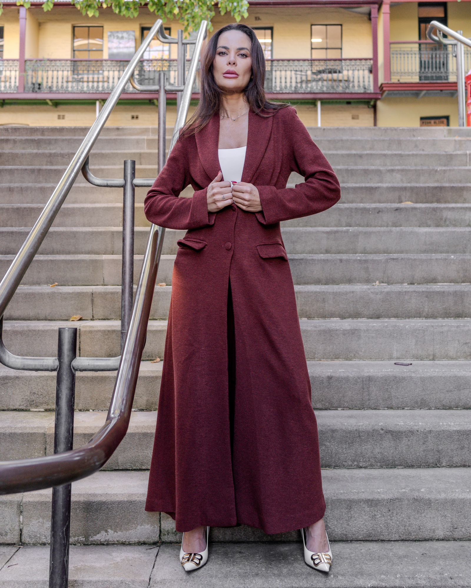 Bouclé Coat Burgundy