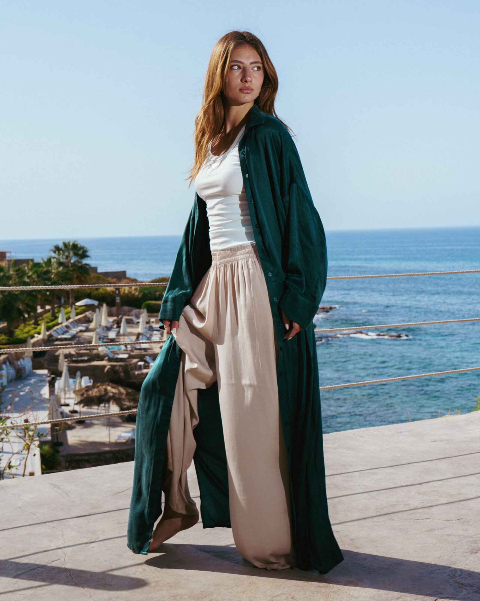 Classic Shirt Dress Emerald