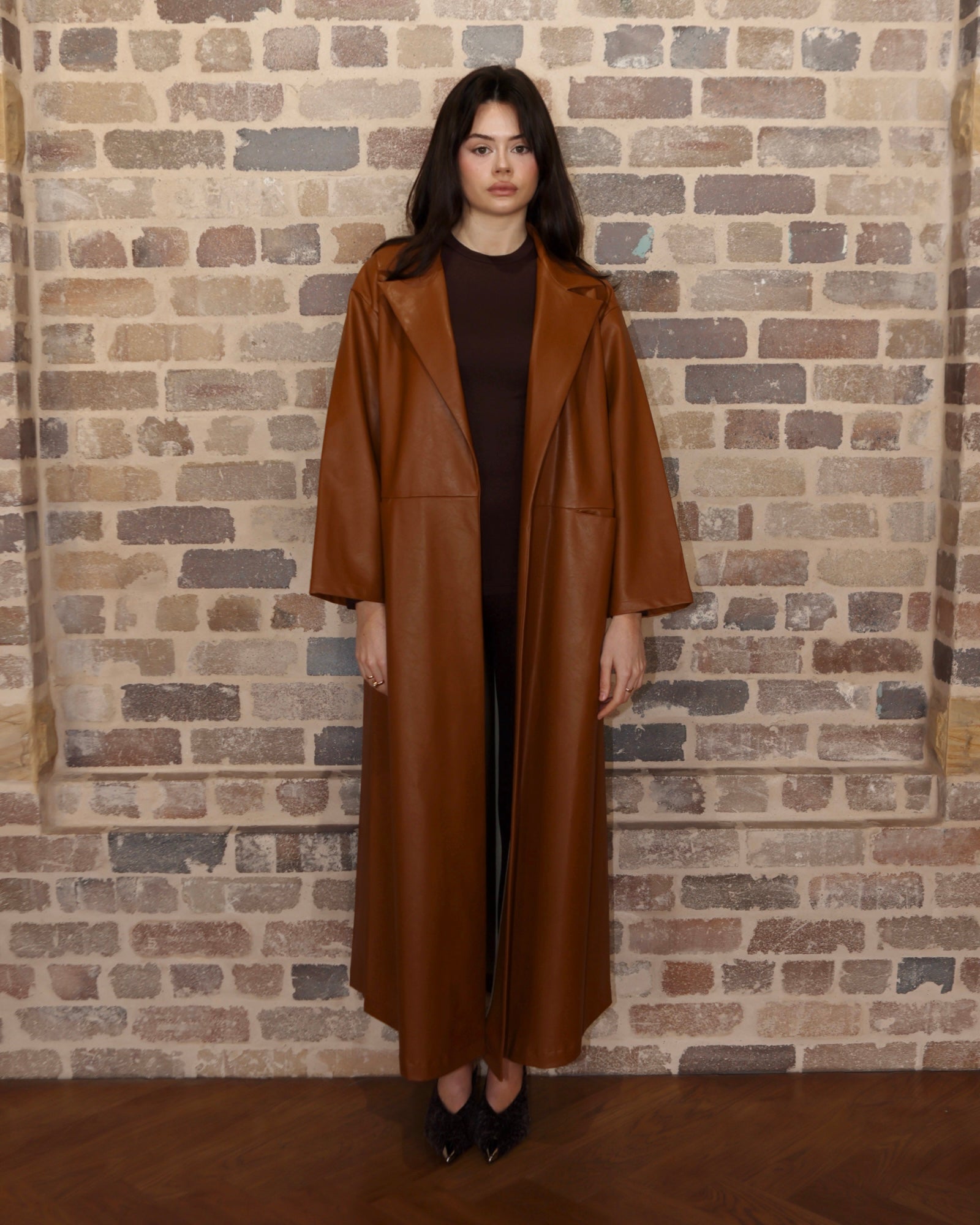 Tarah Leather Trench Copper