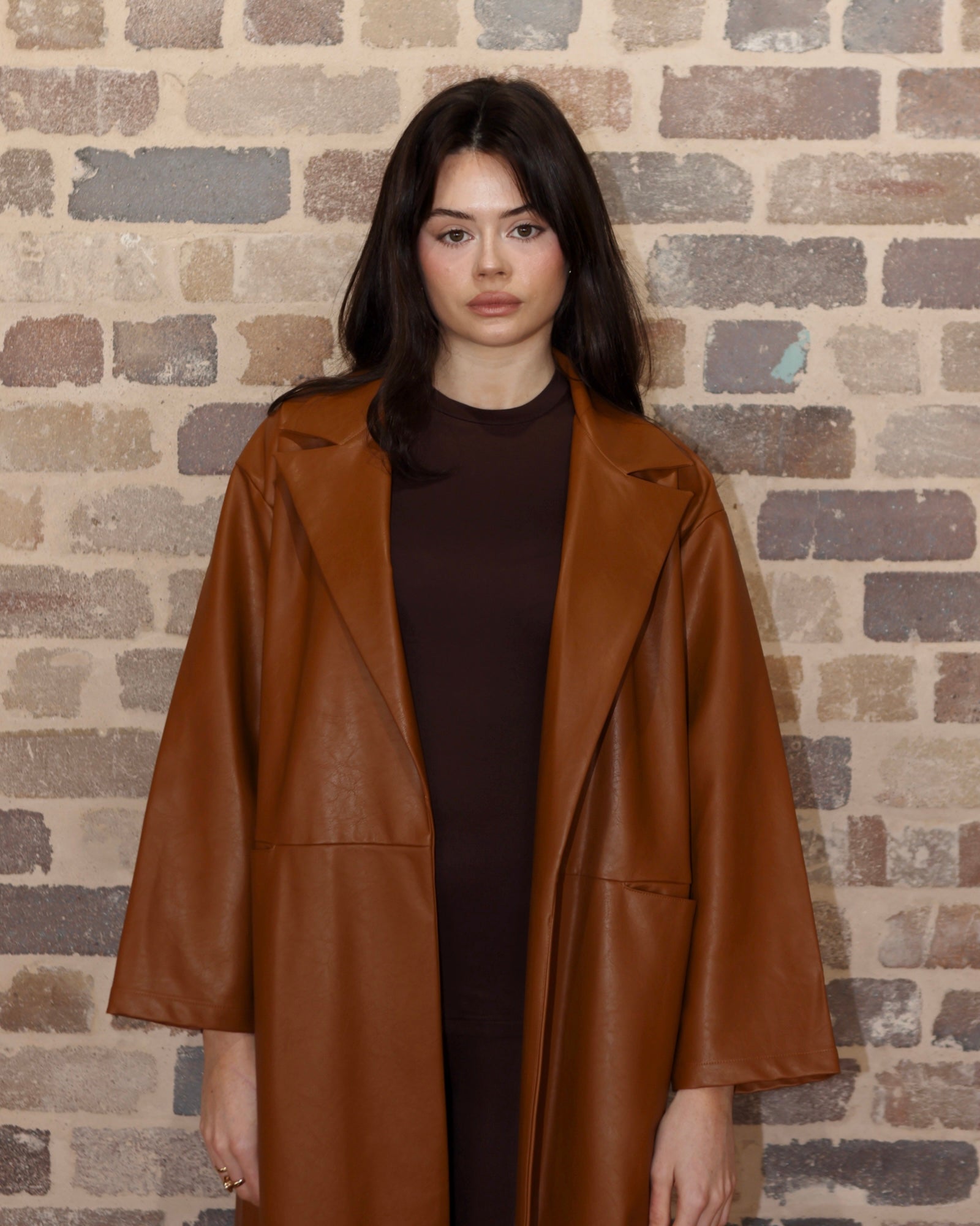 Tarah Leather Trench Copper