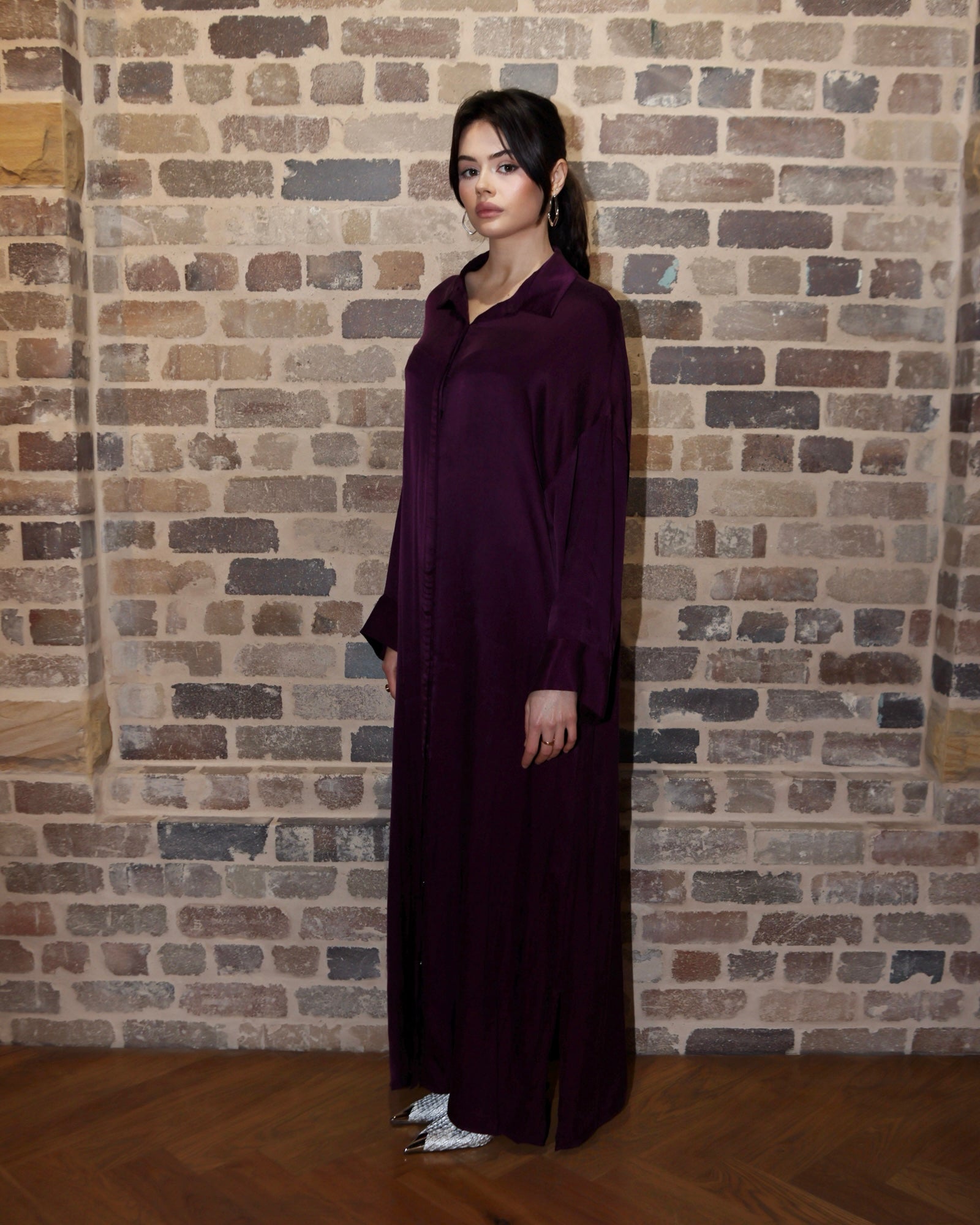 Classic Shirt Dress Plum