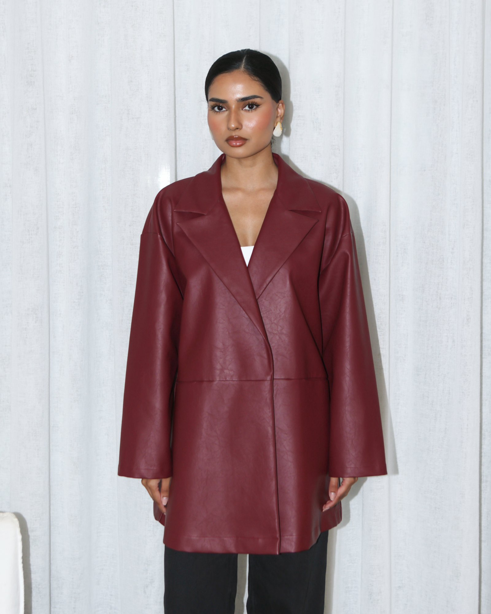 Tarah Leather Cropped Red