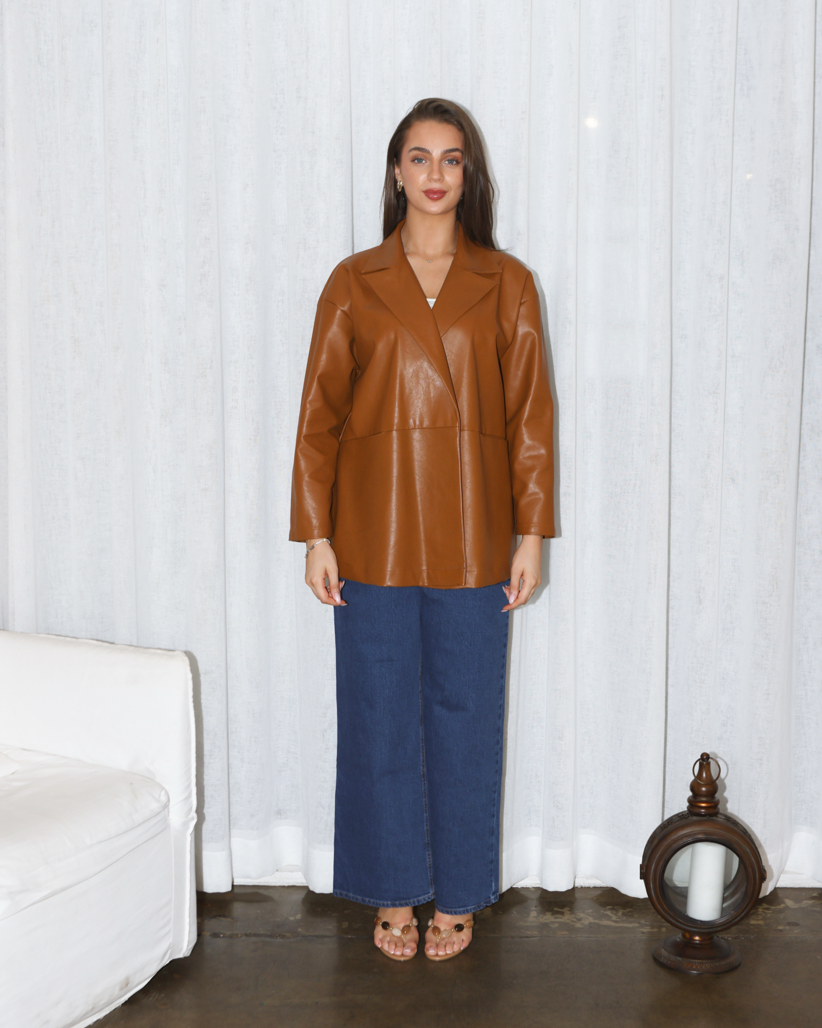 Tarah Leather Cropped Copper